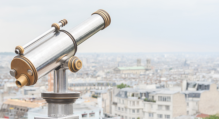 telescope looing over the city